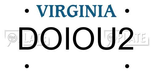 DOIOU2 Virginia License Plate
