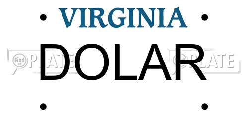 DOLAR Virginia License Plate