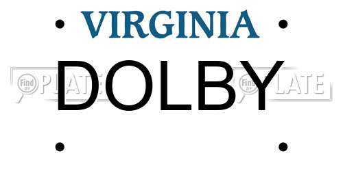 DOLBY Virginia License Plate