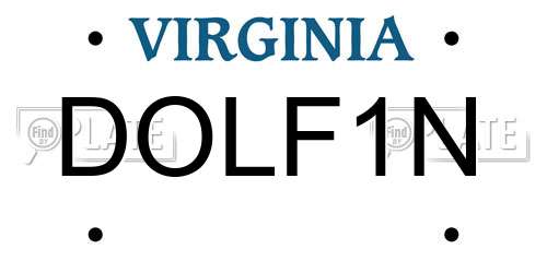 DOLF1N Virginia License Plate
