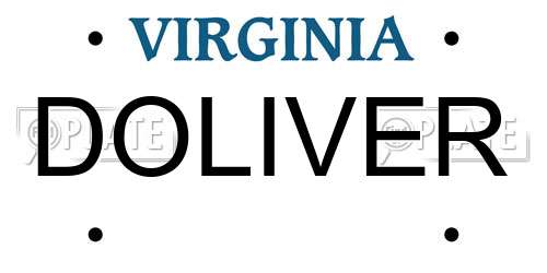 DOLIVER Virginia License Plate