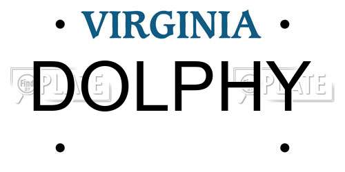 DOLPHY Virginia License Plate