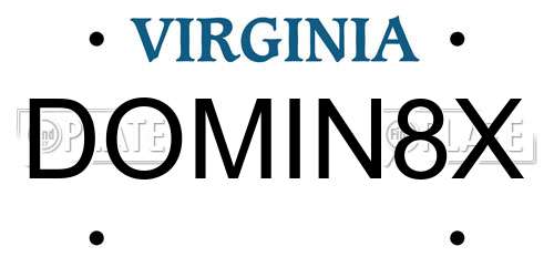 DOMIN8X Virginia License Plate