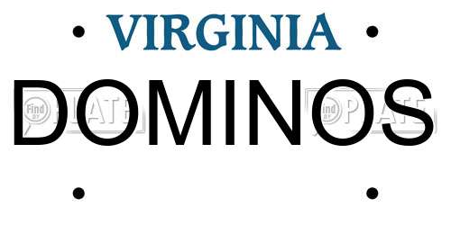 DOMINOS Virginia License Plate
