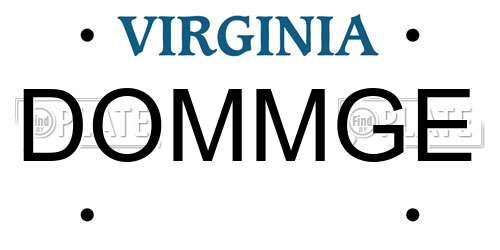 DOMMGE Virginia License Plate