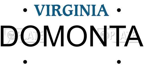 DOMONTA Virginia License Plate