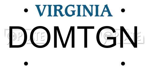 DOMTGN Virginia License Plate
