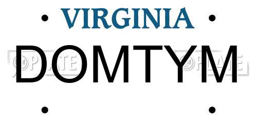 DOMTYM Virginia License Plate