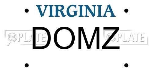 DOMZ Virginia License Plate