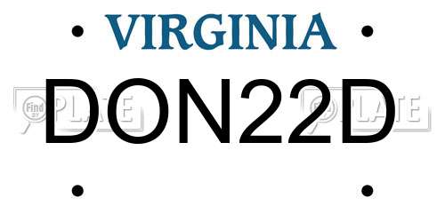 DON22D Virginia License Plate