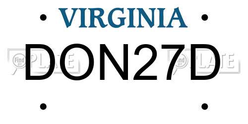 DON27D Virginia License Plate