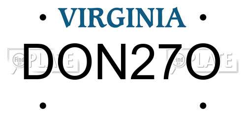 DON27O Virginia License Plate