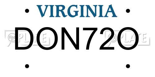 DON72O Virginia License Plate