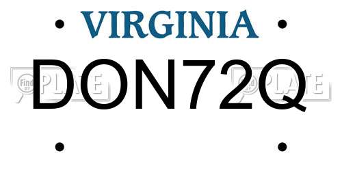 DON72Q Virginia License Plate