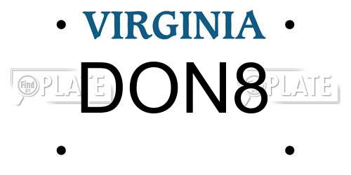 DON8 Virginia License Plate