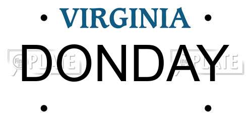 DONDAY Virginia License Plate