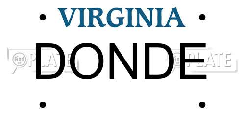 DONDE Virginia License Plate