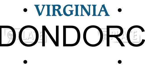 DONDORC Virginia License Plate