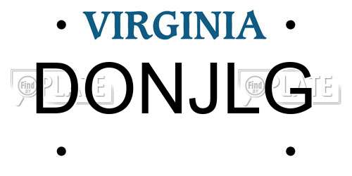 DONJLG Virginia License Plate