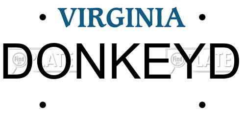 DONKEYD Virginia License Plate