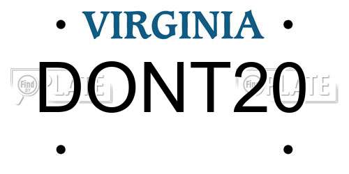 DONT20 Virginia License Plate