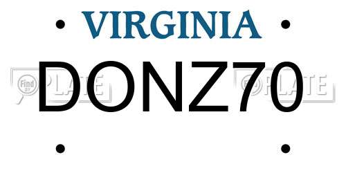 DONZ70 Virginia License Plate