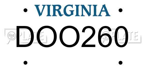 DOO260 Virginia License Plate