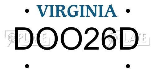 DOO26D Virginia License Plate