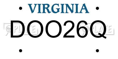 DOO26Q Virginia License Plate