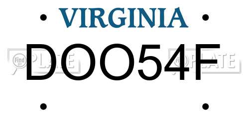 DOO54F Virginia License Plate