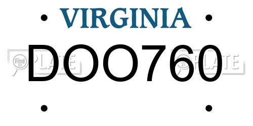 DOO760 Virginia License Plate