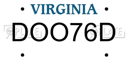 DOO76D Virginia License Plate