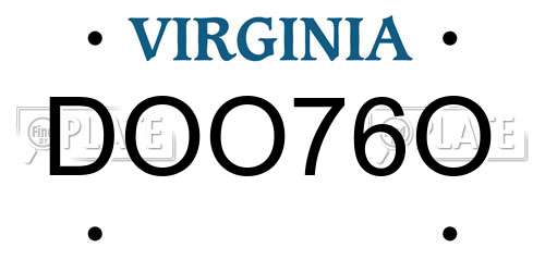 DOO76O Virginia License Plate