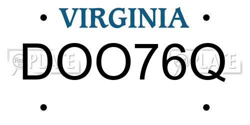 DOO76Q Virginia License Plate