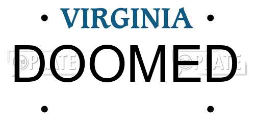 DOOMED Virginia License Plate
