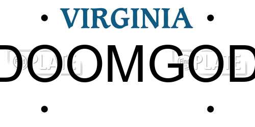 DOOMGOD Virginia License Plate