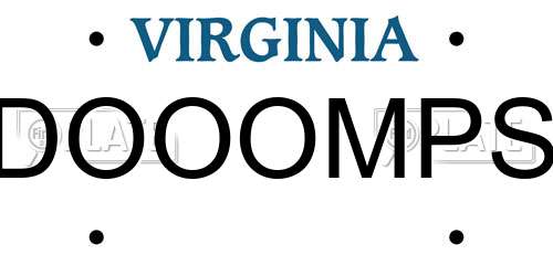 DOOOMPS Virginia License Plate