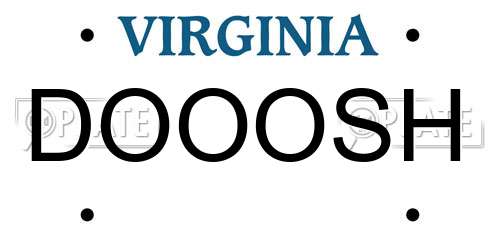 DOOOSH Virginia License Plate