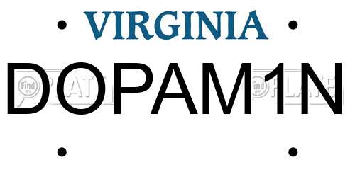 DOPAM1N Virginia License Plate