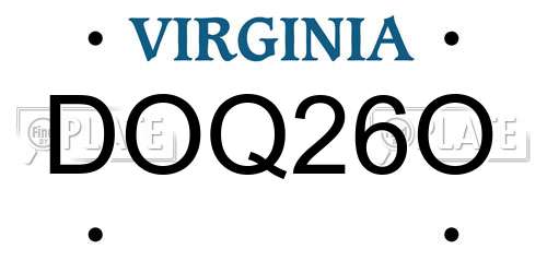 DOQ26O Virginia License Plate