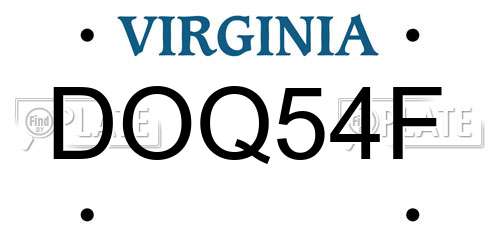 DOQ54F Virginia License Plate