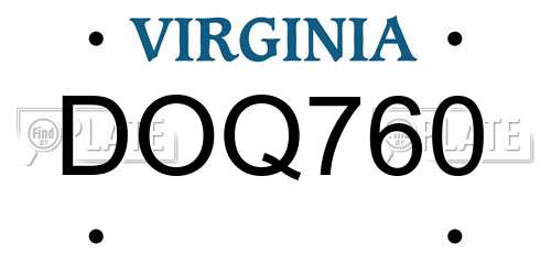 DOQ760 Virginia License Plate