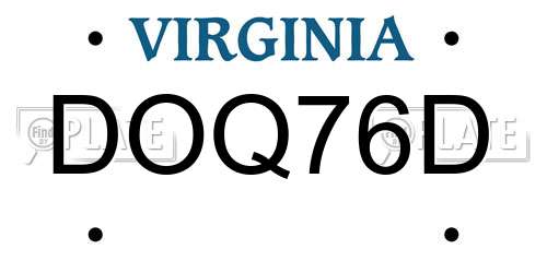 DOQ76D Virginia License Plate