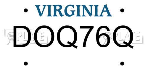 DOQ76Q Virginia License Plate