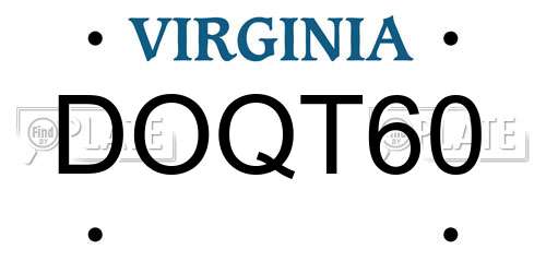 DOQT60 Virginia License Plate