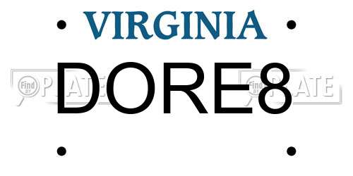 DORE8 Virginia License Plate