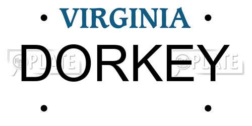 DORKEY Virginia License Plate