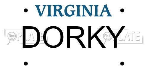 DORKY Virginia License Plate