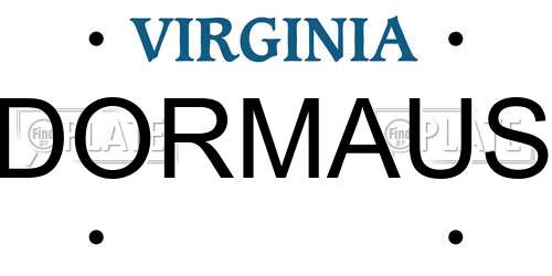 DORMAUS Virginia License Plate