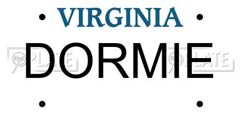 DORMIE Virginia License Plate